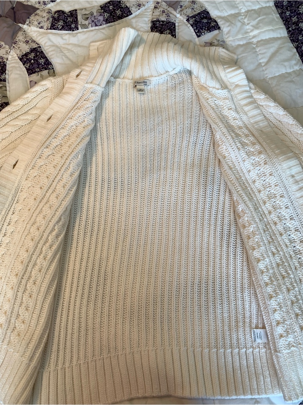 St. John's Bay Cream Cable-Knit Button Cardigan - Picture 5 of 13